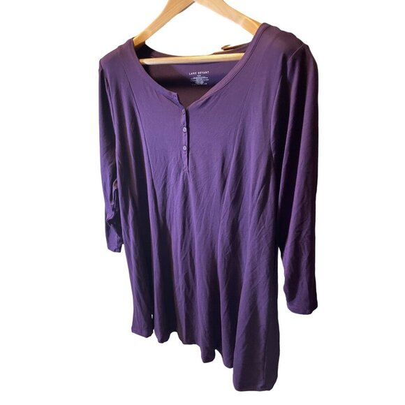 Lane Bryant NWT Dark Purple Henley 3/4 Sleeve Pullover Top Sz 22 - Picture 3 of 7